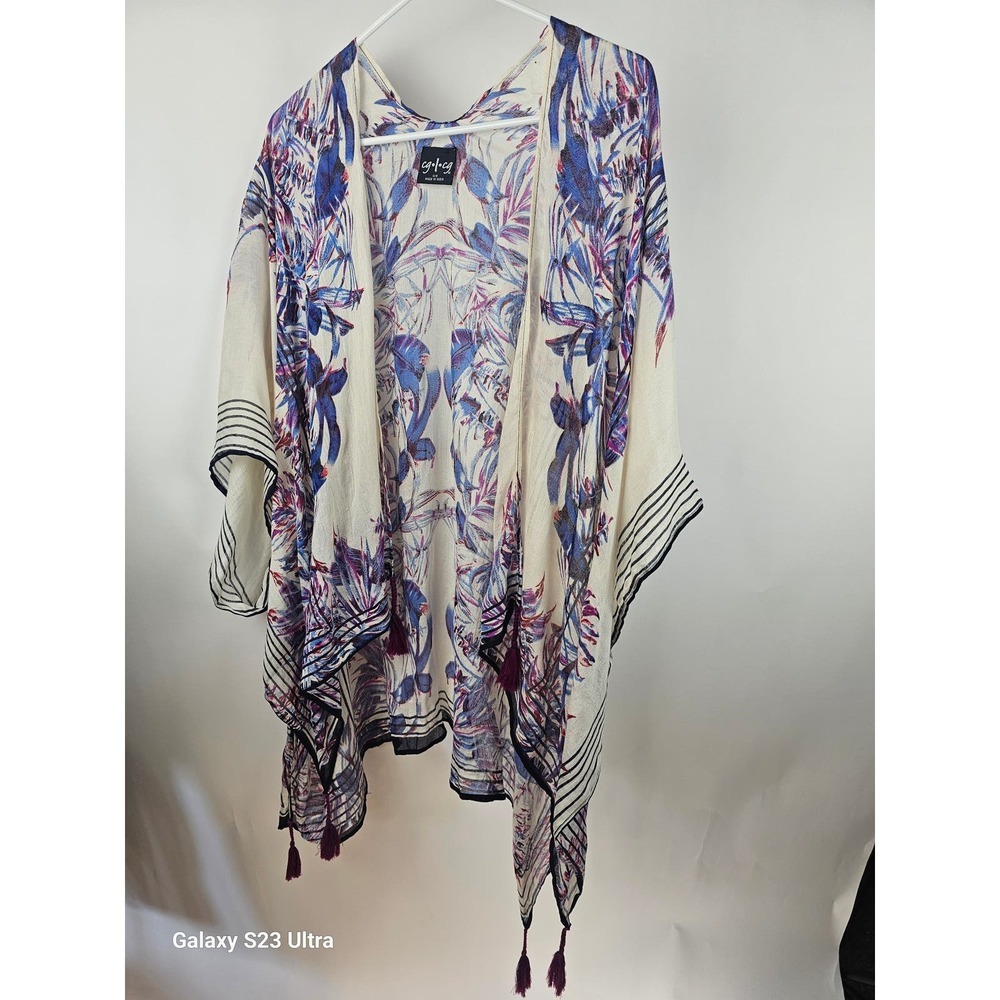 CG-L-CG Women's beach cover, Kimono, one size, tropical floral print
